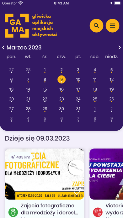 Gliwice GAMA aktywności miasta Screenshot