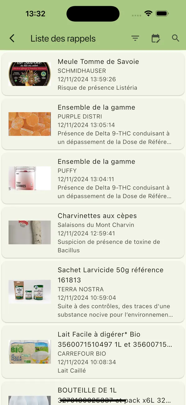 Screenshot #1 pour AlerteProduit : Rappel et Info