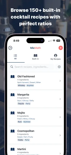MixMath - Cocktail Calculator screenshot 1