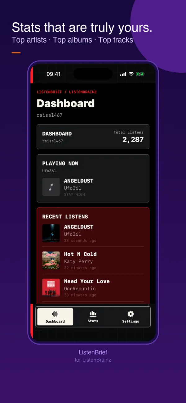 Screenshot #1 pour ListenBrief: ListenBrainz View