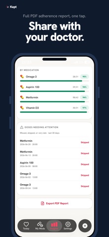 Kept: Rx & Supplement Reminder iPhone screenshot