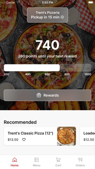 Trent's Pizzeria iPhone screenshot 1 - Food & Drink app