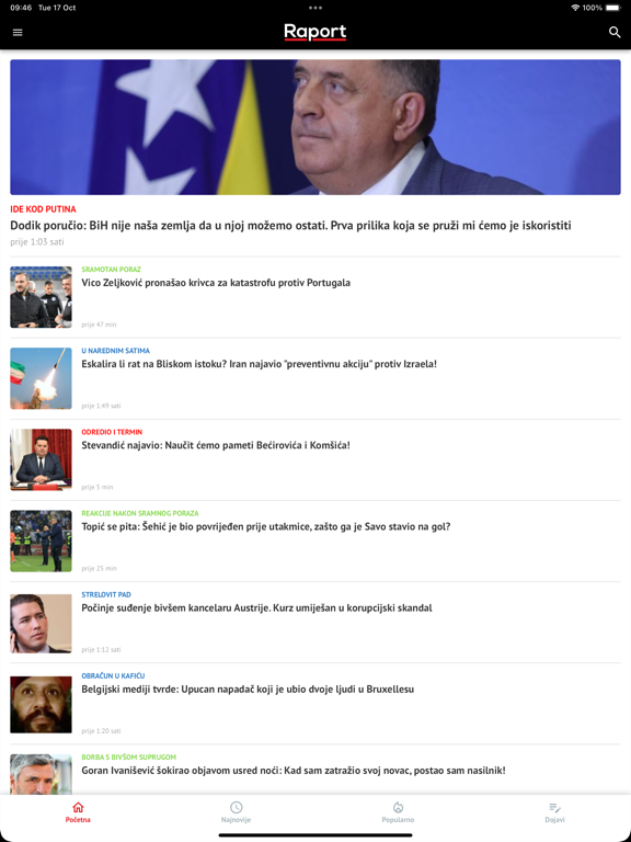 Raport iPad screenshot 1 - News app