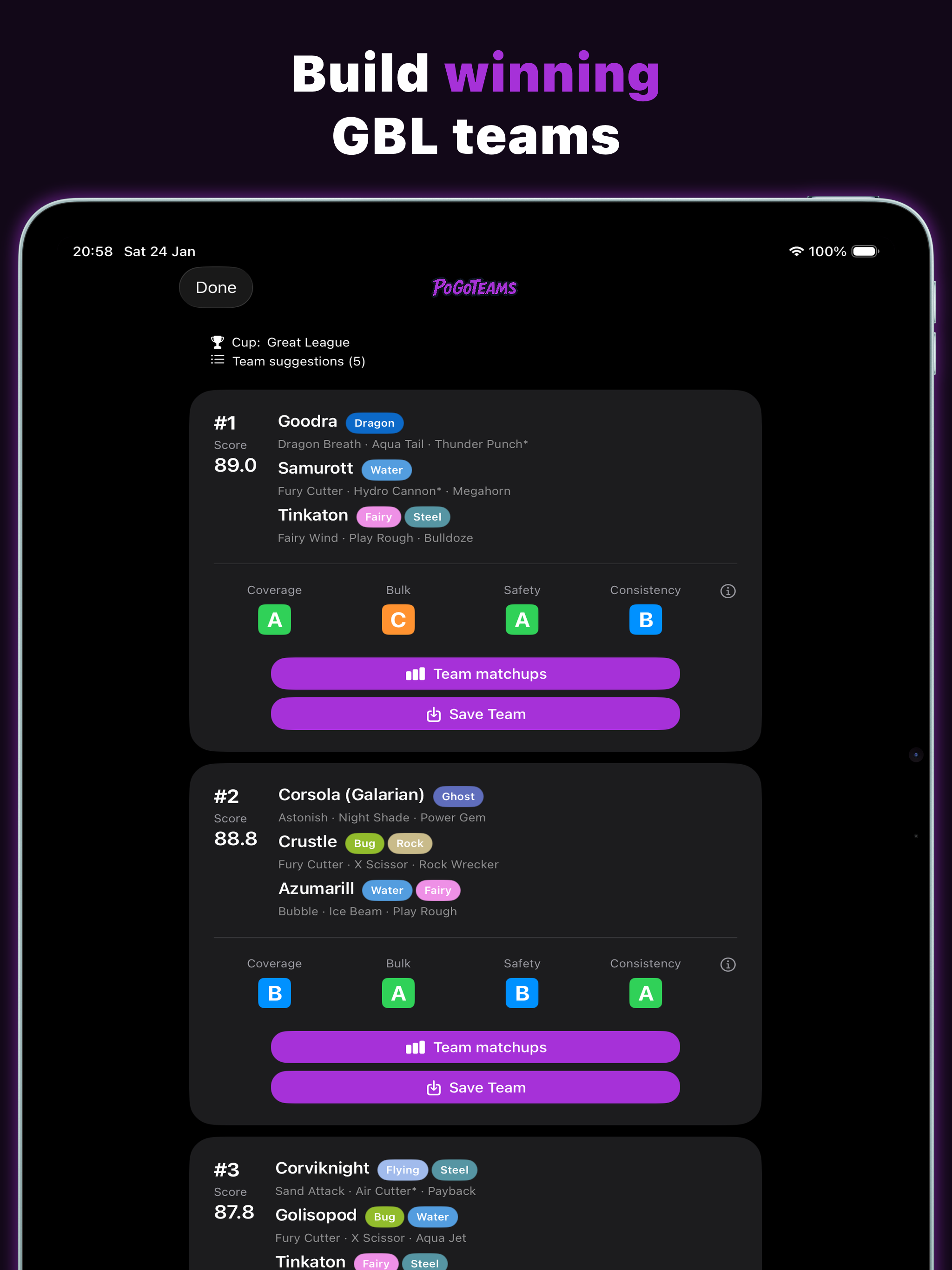 PoGoTeams – PvP Team Builder
