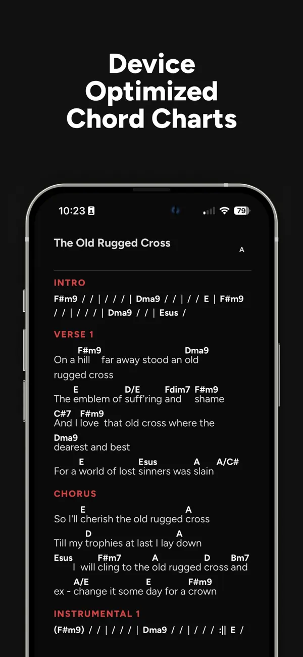 Transpose a chord chart to any key before downloading