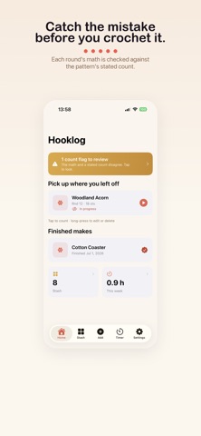 Hooklog - Crochet Counter iPhone screenshot