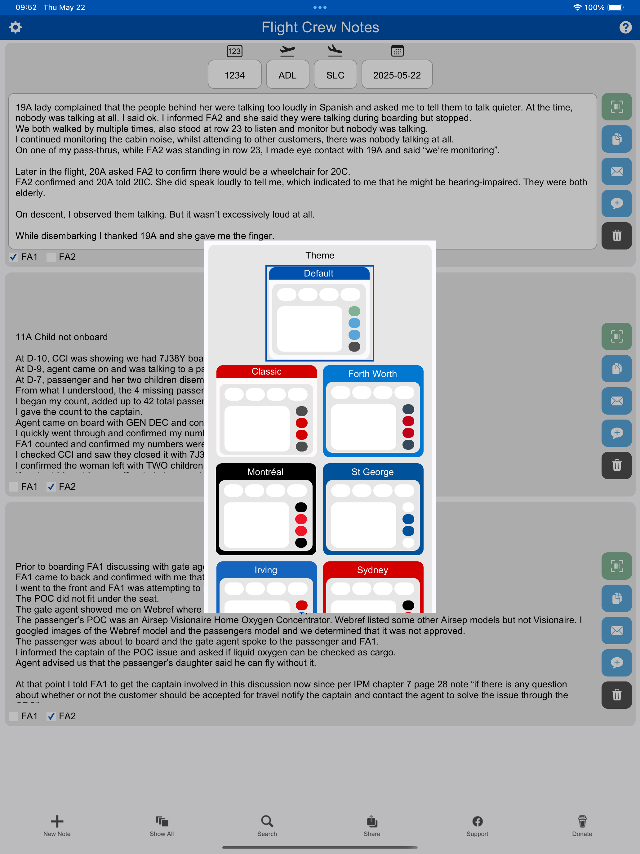 Flight Crew Notes