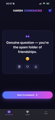 Harsh Comebacks iPhone screenshot