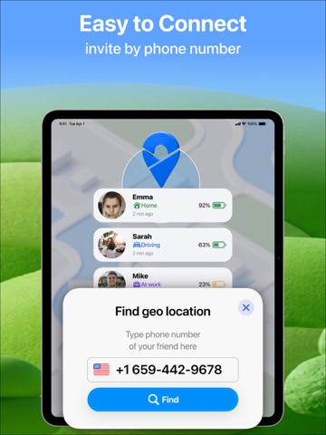 FindMi: family&friends locator iPad screenshot