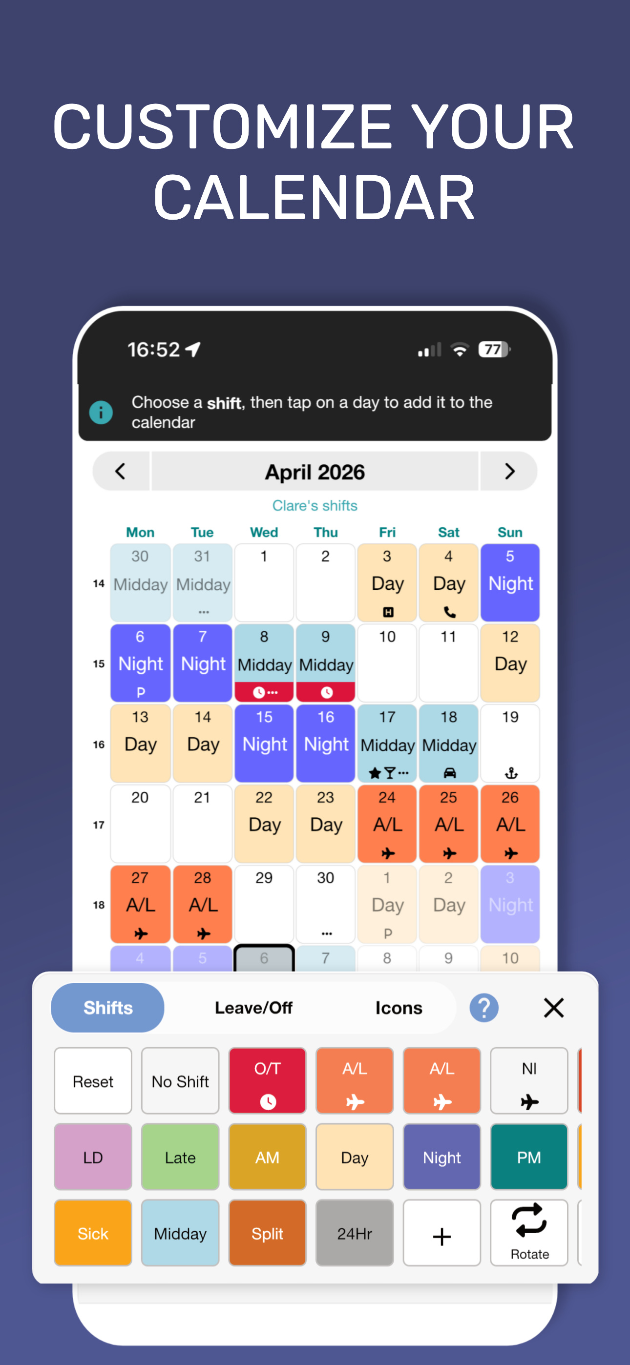 My Shift Planner - Calendar