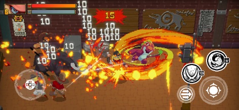 Otherworld Legends - Explore the thematic variety of levels with a Western-themed environment and unique enemies like cowboys and a bull, all amidst explosive combat effects and clear damage numbers.