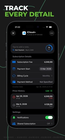 Subios: Subscription Tracker Screenshot 2 of 7
