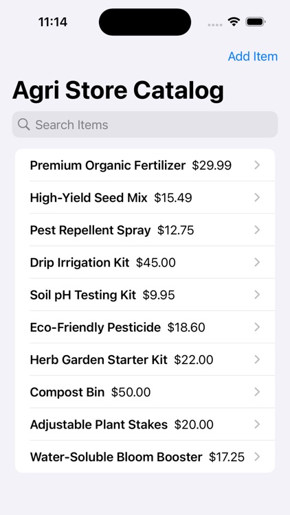 Agri Items Store Catalog