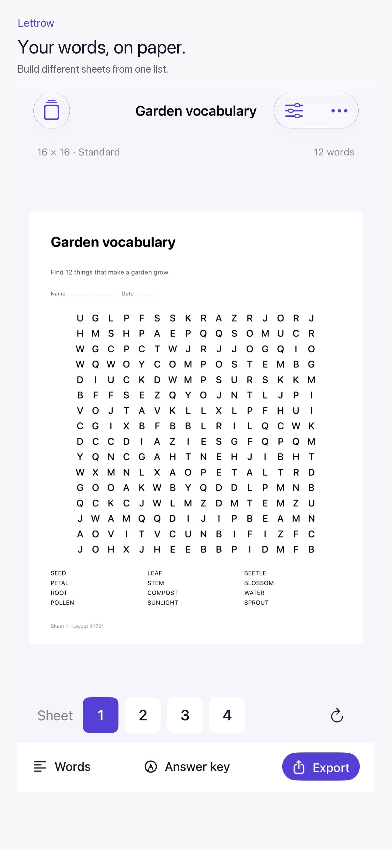 Screenshot 1 of Lettrow: Word Search Maker