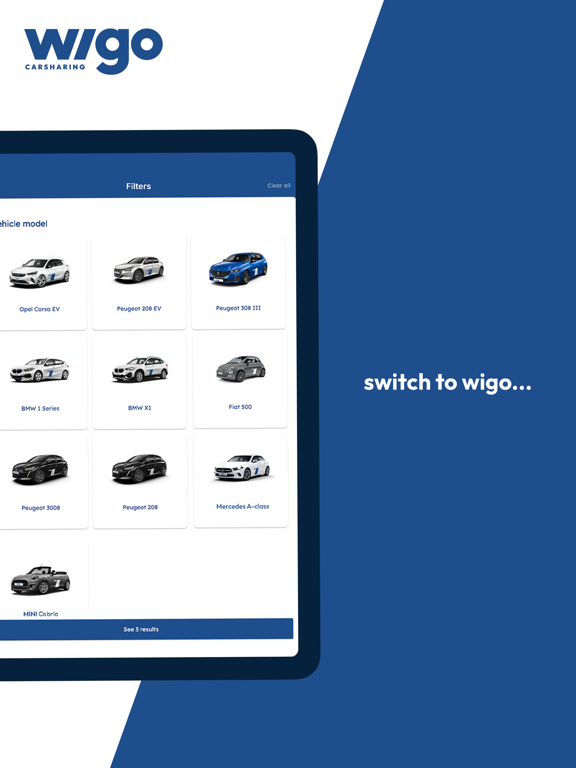 wigo carsharing iPad screenshot 1 - Travel app