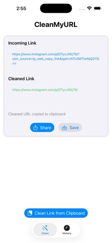 CleanMyURL screenshot