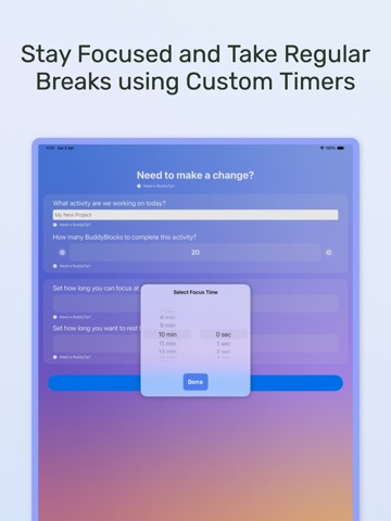 Buddy: ADHD Study Assistant iPad screenshot