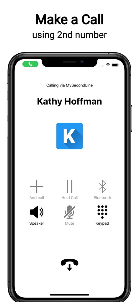 Second Phone Number: Text Call - This tool provides intuitive call controls like mute and speaker options, ensuring smooth communication while displaying the active call status.
