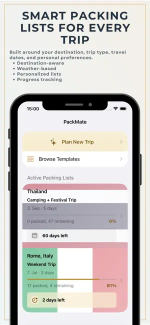PackMate - Travel Assistant screenshot 1
