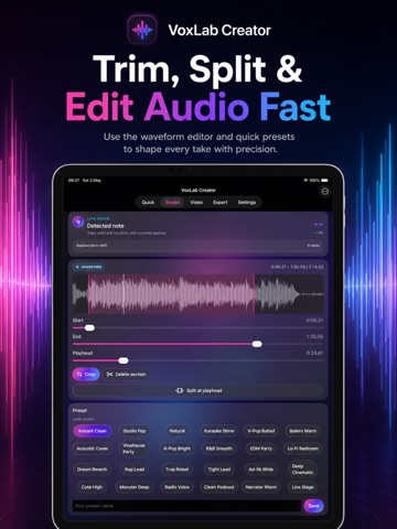 VoxLab: Smart Vocal Tuner iPad screenshot
