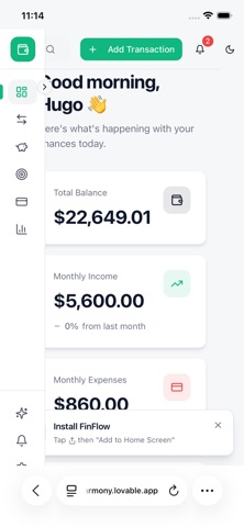 FinFlow budget Screenshot 1 of 3