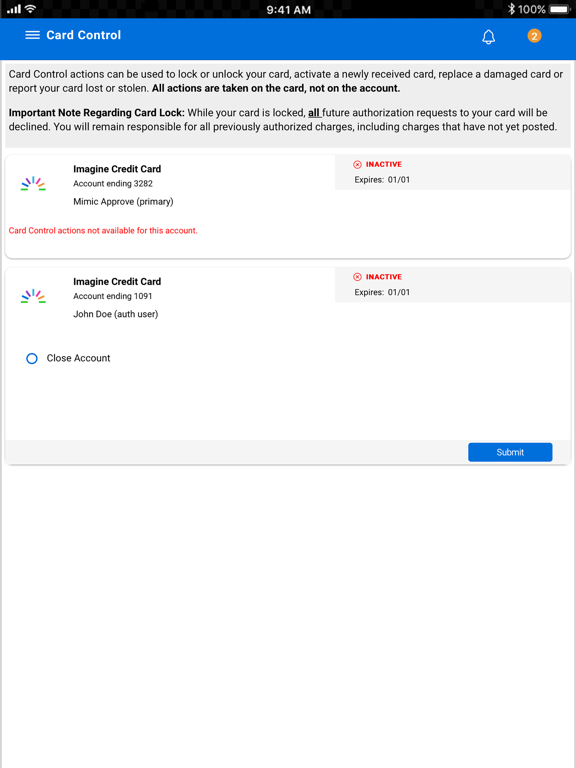 Imagine Account Center iPad screenshot