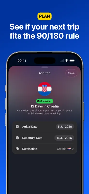 Schengen Calculator 90/180 screenshot 2 of 10