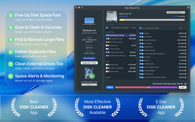 ‎Disk Cleaner PRO App Screenshot