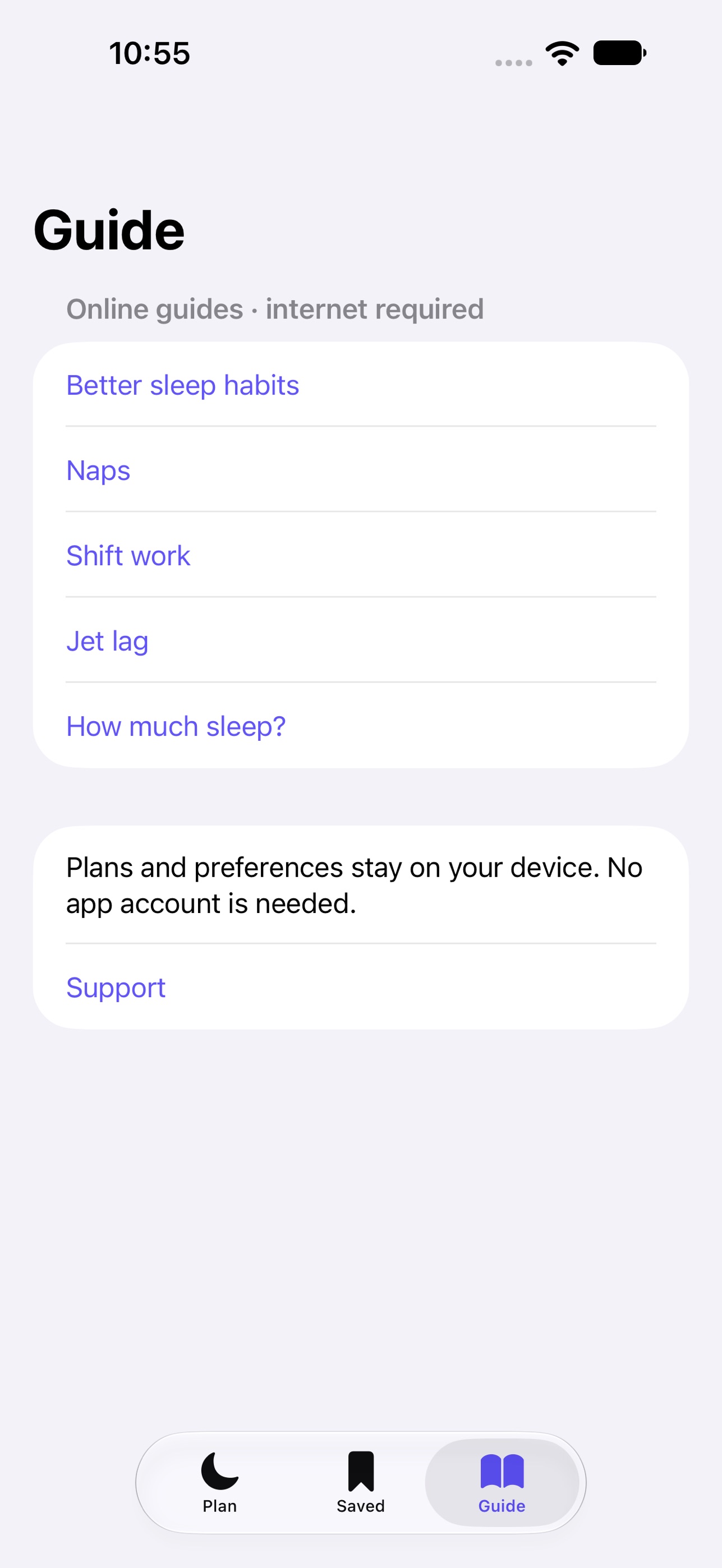 Screenshot 1 of RestCycleCalculator