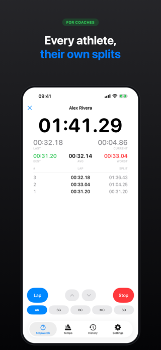 TapSplit – Coach Stopwatch Screenshot 3 of 8