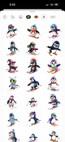 Skiing Penguin Stickers iPhone screenshot