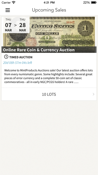 MintProducts Auctions Screenshot