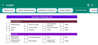 Vacation Planner iPhone screenshot