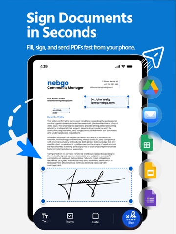 PDF Sign,Fill, Signature eSign iPad screenshot