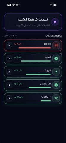 إدارة الاشتراكات - مصفوف iPhone screenshot