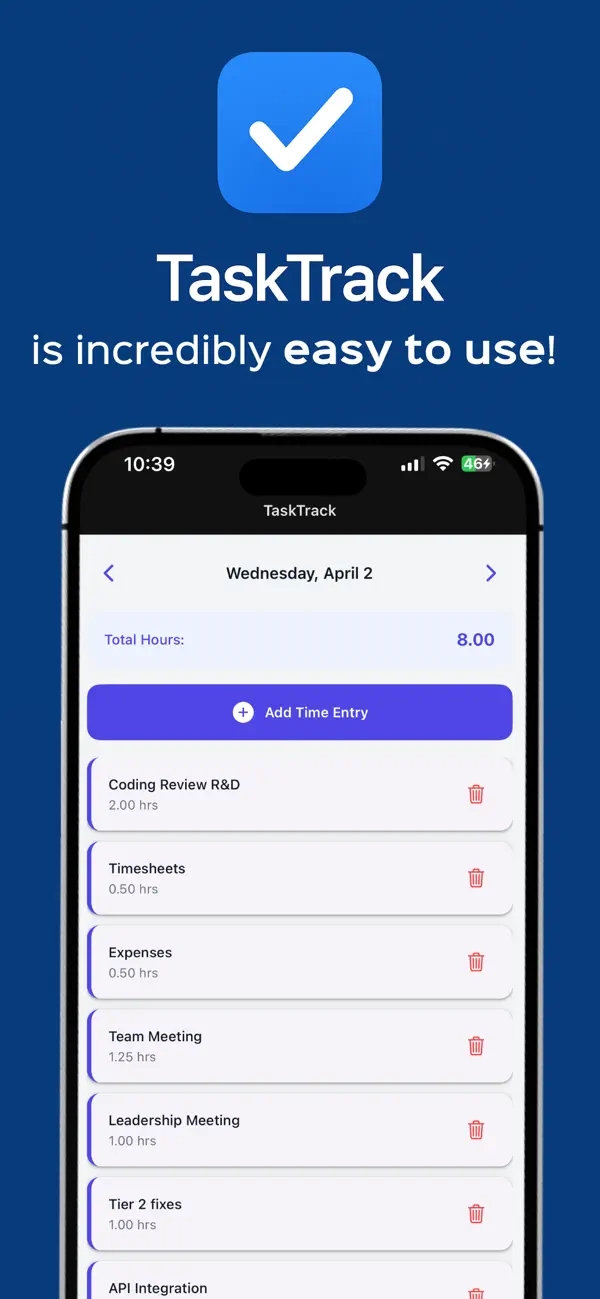 Screenshot #1 pour TaskTrack Log