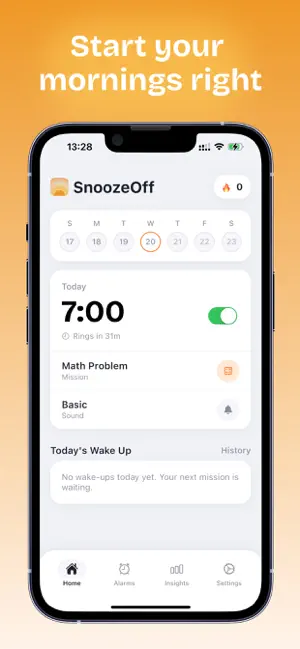SnoozeOff: Loud Alarm Clock iPhone screenshot 1