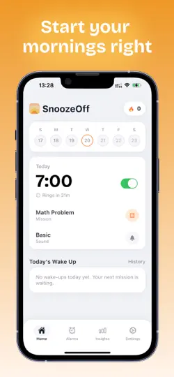 Captura de pantalla de SnoozeOff: Loud Alarm Clock en iPhone 1