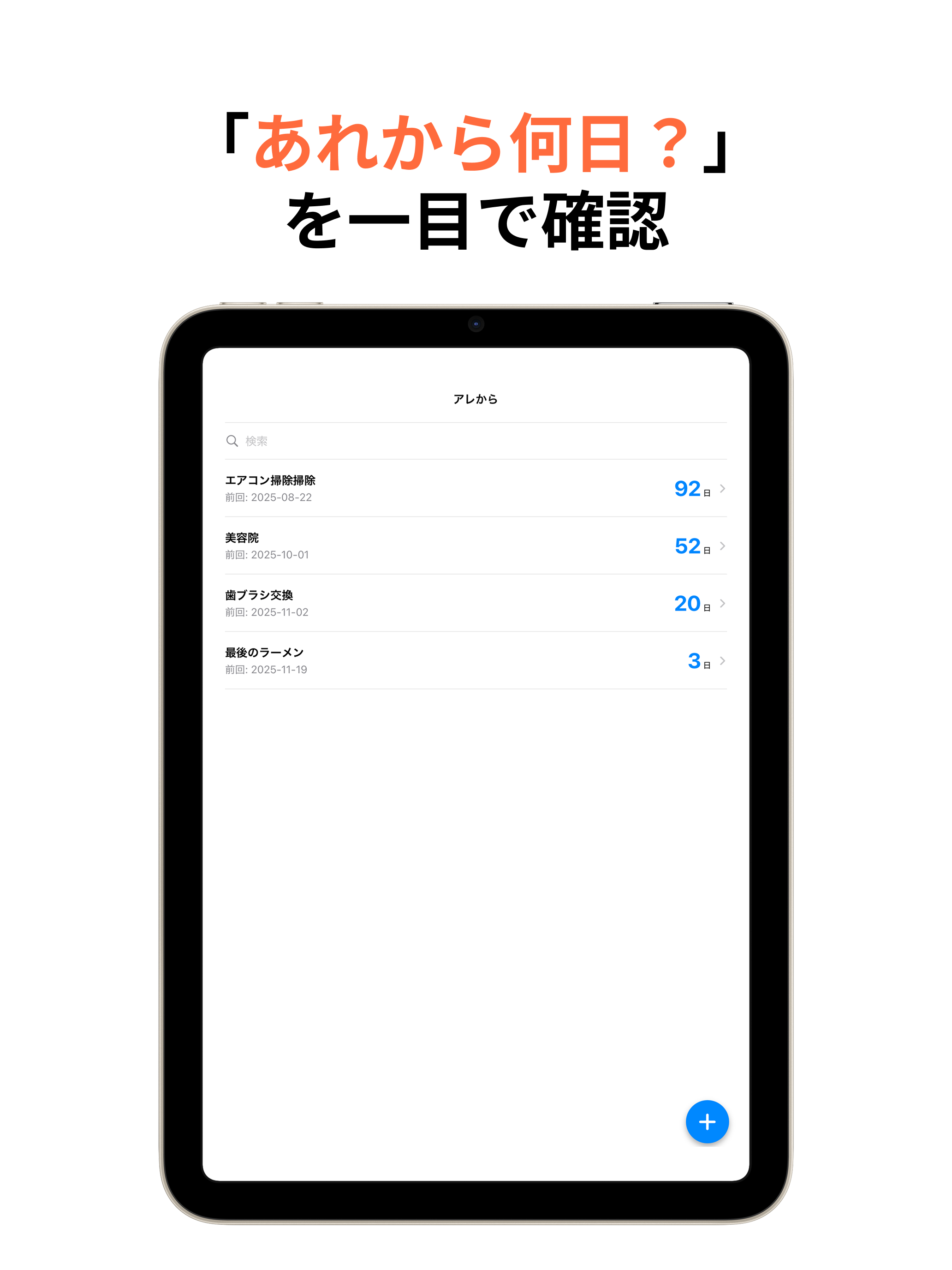 アレから - 前回から何日？経過日数メモ