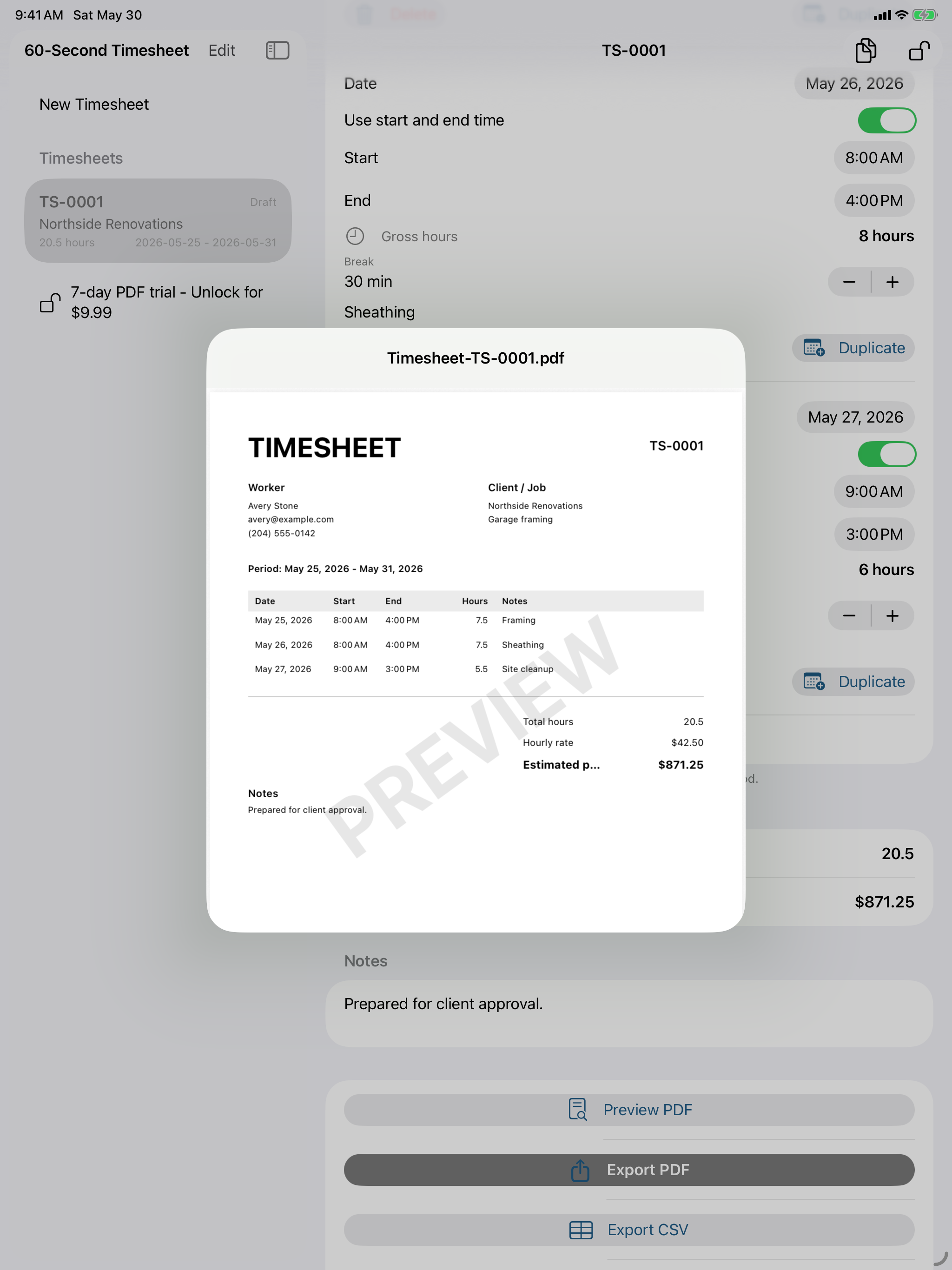 60-Second Timesheet screenshot 6