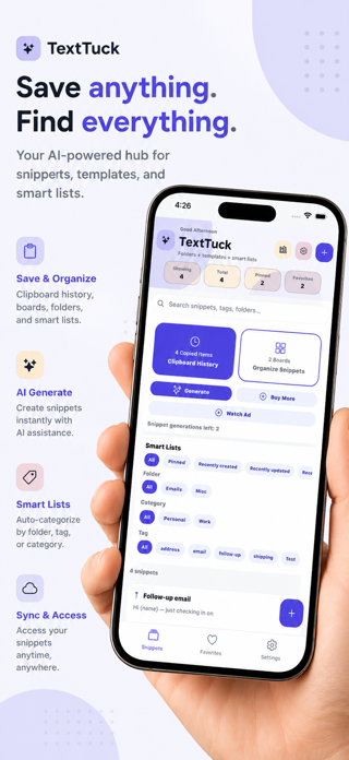 TextTuck: Snippets & Templates Screenshot 1 of 8