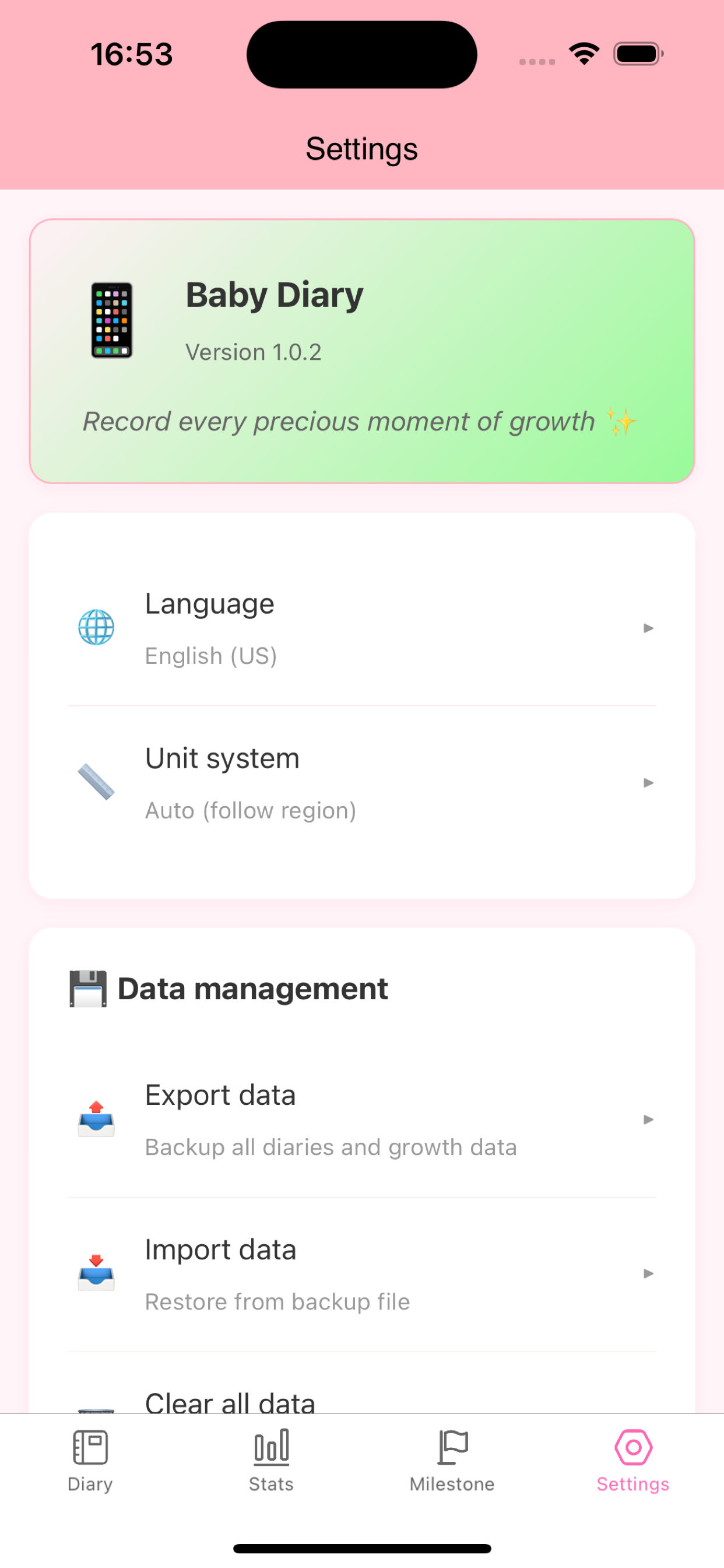 Baby Diary Growth Milestone screenshot 5