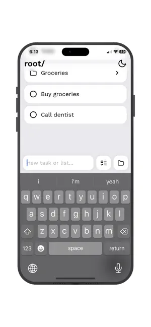root - simple lists and tasks screenshot 2