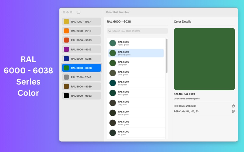 Paint RAL Number screenshot