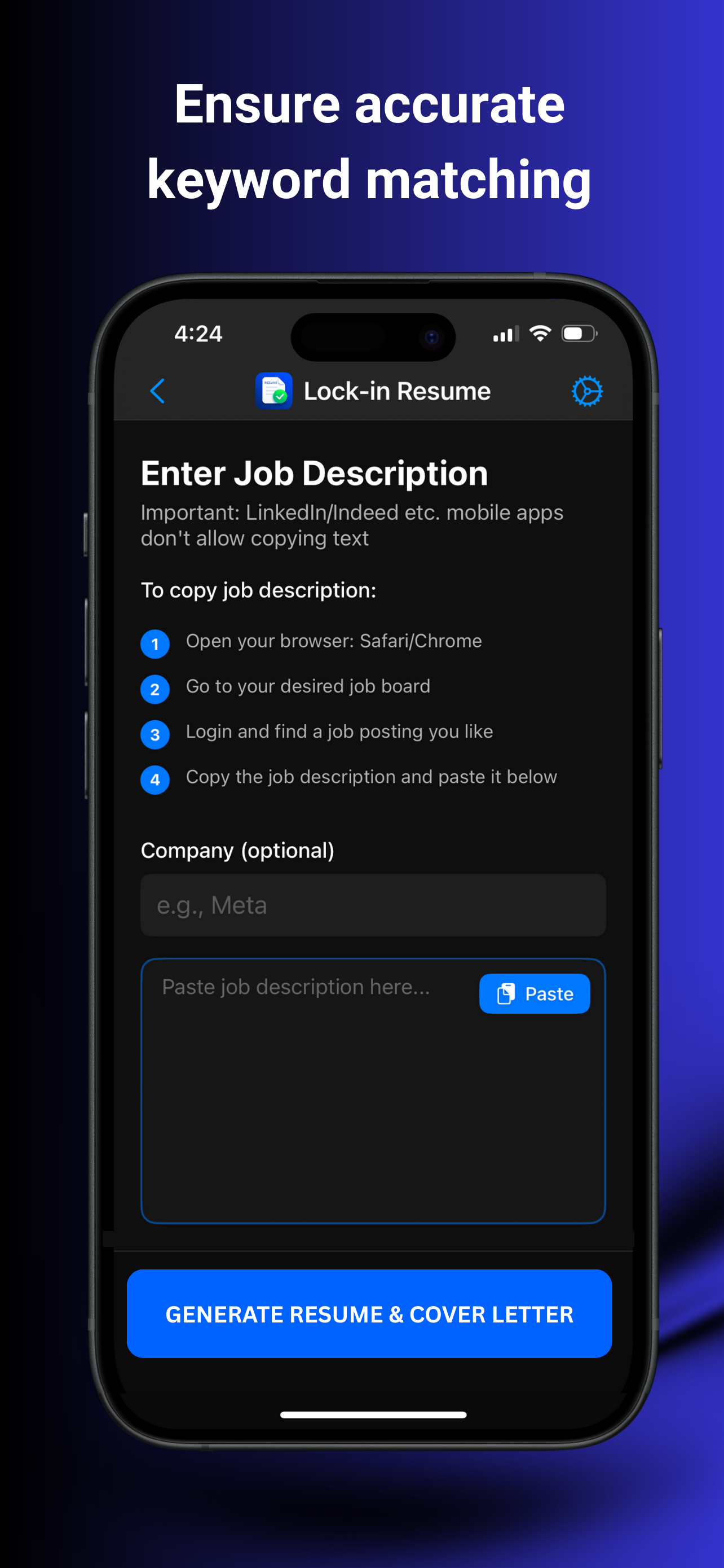 Resume Tailor: Lock-in Resume