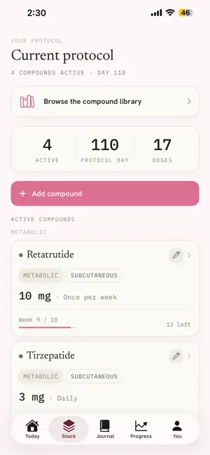 Reve: Peptide & Cycle Tracker screenshot 2