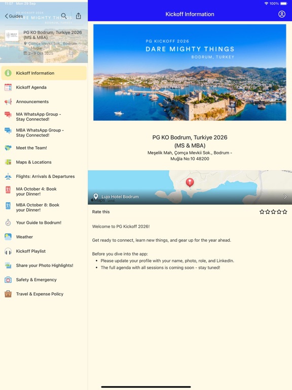 Hult Internal Events app screenshot