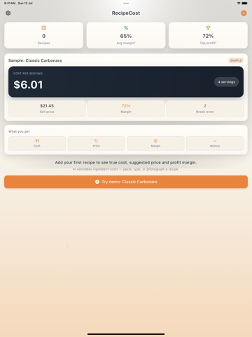 RecipeCost: Chef Calculator iPad screenshot