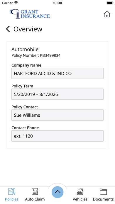 Grant Insurance Screenshot