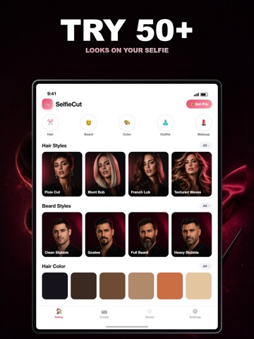 SelfieCut: AI Hairstyle Try On iPad screenshot